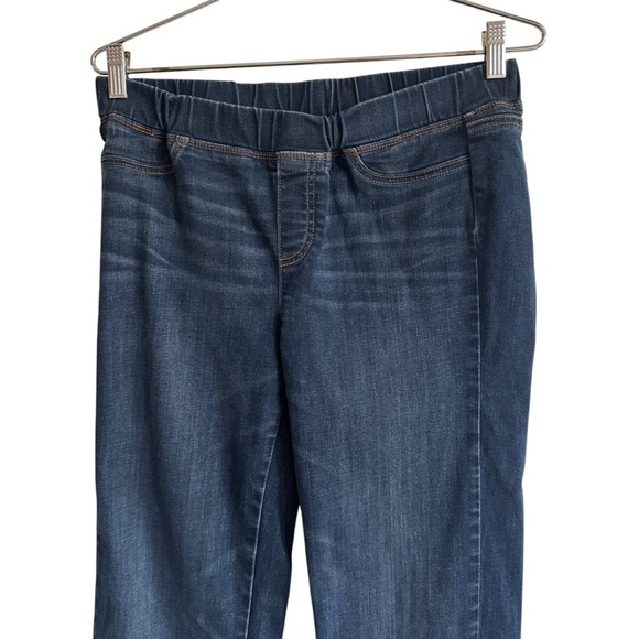 Eileen Fisher Frayed Hem Pull-On Ankle Jeans, Dark Wash, Size S - Picture 3 of 8